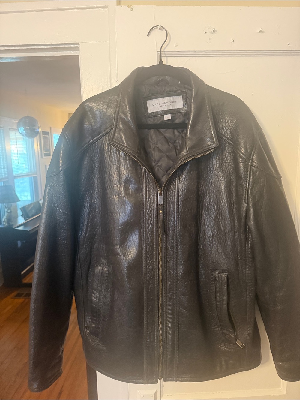 Marc New York Black Leather Bomber Jacket